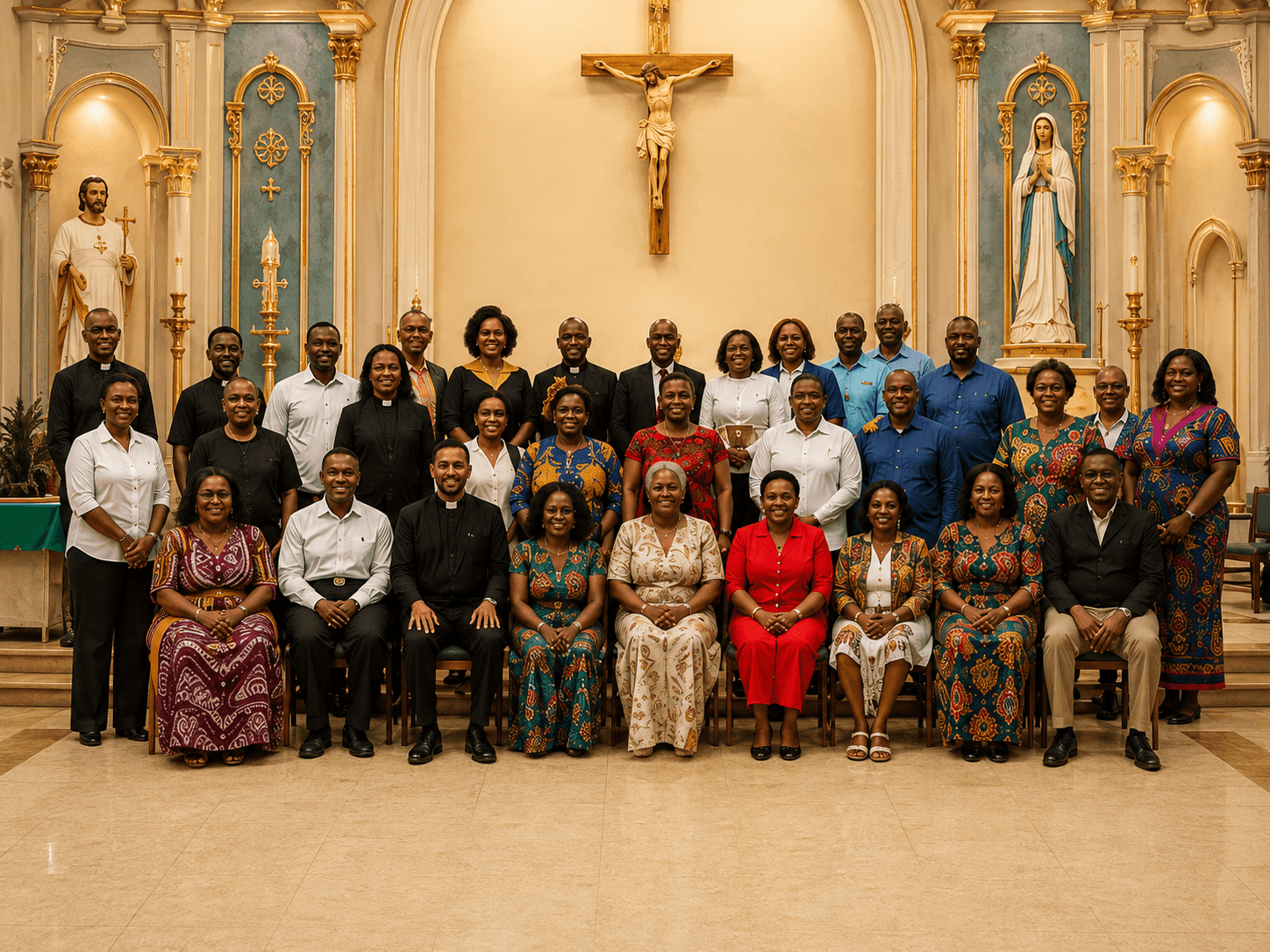 African Catholic community gathered inside a church