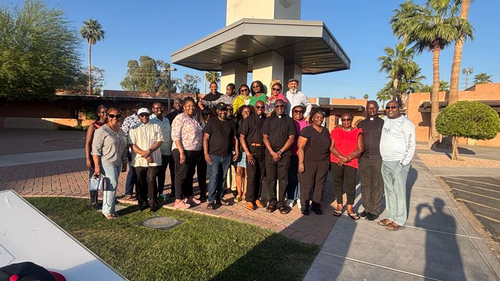 African Catholic Community Association of Phoenix, Arizona members gathered outside St. Helen Catholic Parish